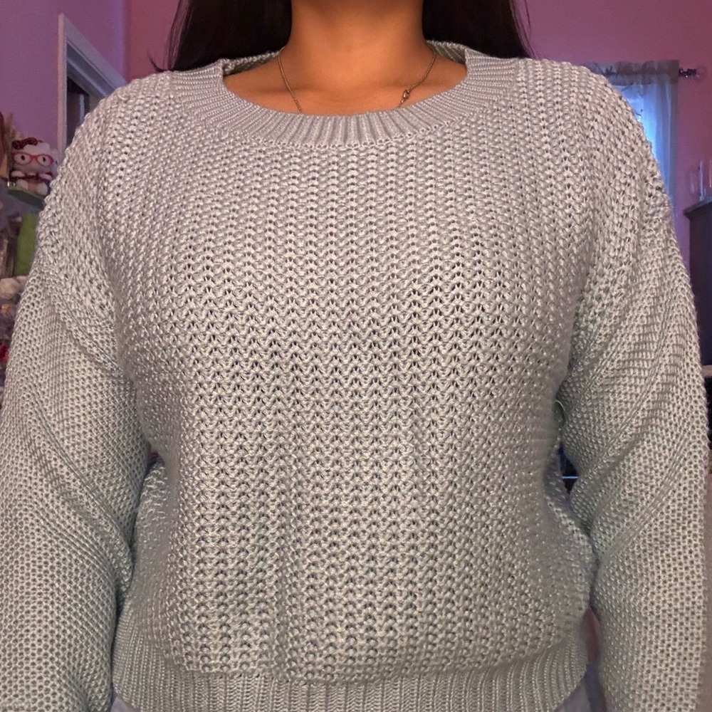 Women’s Boxy Baby Blue Knit Sweater